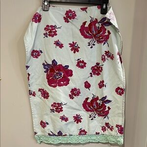 Crochet and Floral Print Tea Towel